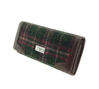 Glen Appin LB2000 Harris Tweed Portefeuille pliable pour femme, Col 107 Vert prune à carreaux, Porte-monnaie