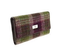 Glen Appin LB2106 Harris Tweed Porte-monnaie à rabat pour femme, Couleur 125 vert/violet, Porte-cartes