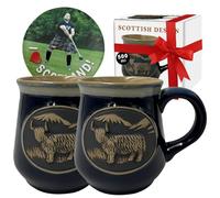 Glen Appin of Scotland Highland Lot de 2 tasses en céramique Motif vache Highland 500 ml Bleu