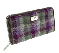 Glen Appin of Scotland LB2100-COL133 Harris Tweed Staffa Porte-monnaie zippé à carreaux Vert