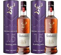 Glenfiddich 15 Years Old Single Malt Scotch Whisky 70 cl (Lot de 2)