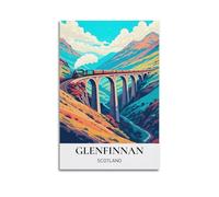 Glenfinnan Scotland Poster de voyage vintage Impression sur toile Œuvres d'art Décoration murale 30 x 45 cm