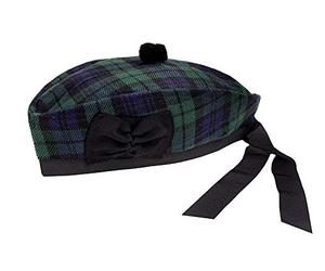 Glengarry Chapeau écossais Highland 100 % laine Motif tartan Noir - - 52