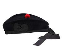 Glengarry Chapeau Noir Uni -100% Pure Laine Classique Écossais Modèle Tailles 50-64CM - Noir, Noir, 62