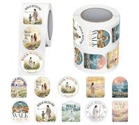 Glenmal Lot de 1 000 autocollants 2026 pour jeunes mormons Walk with Me Moïse 6:34 Jésus religieux imperméables pour église chrétienne foi baptême cadeaux pour jeunes filles Camp Saints missionnaires