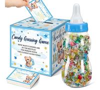 Glenmal Lot de 52 grands biberons pour fête prénatale - Devinez combien de bonbons - Décorations pour révéler le sexe (ours)