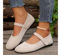 Glenmi Ballerines for Femmes Fairy One Word FD, Petites Chaussures en Cuir avec Jupe, Chaussures Plates Mary Jane for Robe(White,41)