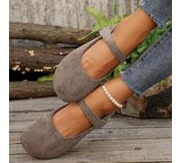 Glenmi Ballerines for Femmes Fairy One Word FD, Petites Chaussures en Cuir avec Jupe, Chaussures Plates Mary Jane for Robe(Brown,36)
