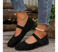 Glenmi Ballerines for Femmes Fairy One Word FD, Petites Chaussures en Cuir avec Jupe, Chaussures Plates Mary Jane for Robe(Black,38)