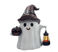 Glenmi Figurine fantôme d'halloween Portant Une Lanterne, veilleuse fantôme d'halloween, Jolie Sculpture Citrouille fantôme, for Jardin, cimetière, Porche, pelouse, décorations(B,Solar Energy)