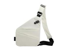 Glenmi Sac antivol, sac bandoulière antivol, sacs flexibles personnels, sacs bandoulière imperméables for un usage quotidien, sac bandoulière de voyage for femmes et hommes(White,Left)