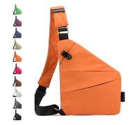 Glenmi Sac antivol, sac bandoulière antivol, sacs flexibles personnels, sacs bandoulière imperméables for un usage quotidien, sac bandoulière de voyage for femmes et hommes(Orange,Left)