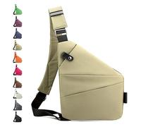 Glenmi Sac antivol, sac bandoulière antivol, sacs flexibles personnels, sacs bandoulière imperméables for un usage quotidien, sac bandoulière de voyage for femmes et hommes(Khaki,Left)