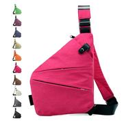 Glenmi Sac antivol, sac bandoulière antivol, sacs flexibles personnels, sacs bandoulière imperméables for un usage quotidien, sac bandoulière de voyage for femmes et hommes(Pink,Left)