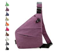 Glenmi Sac antivol, sac bandoulière antivol, sacs flexibles personnels, sacs bandoulière imperméables for un usage quotidien, sac bandoulière de voyage for femmes et hommes(Purple,Right)