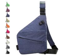 Glenmi Sac antivol, sac bandoulière antivol, sacs flexibles personnels, sacs bandoulière imperméables for un usage quotidien, sac bandoulière de voyage for femmes et hommes(Blue,Left)