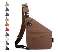 Glenmi Sacs flexibles personnels, sac à bandoulière antivol fin et sûr, sacs à bandoulière décontractés et imperméables for un usage quotidien, for les sorties, la ville(Coffee,Left)