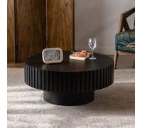 Glenmi Table Basse, Table de Salon en Bois avec Rangement dissimulé et étagère Ouverte, Tables centrales relevables Modernes, Table Basse Ronde à Tambour(A,100cm)