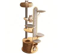 Glenmi Tour à Chat à Plusieurs Niveaux, Arbres à Chat en Bois Modernes et Mignons, Centre d'activités for Chats avec Capsule Transparente, Maison de Jeu for Chatons