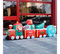 Glenmi Train Gonflable de Noël, en Polyester 210D, décoration de Noël Gonflable avec lumières LED, piquets et Cordes, Accessoire spécial for Les fêtes de Noël dans Le Jardin(Blue)