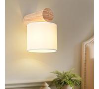 Gleonlux Applique Murale Intérieur Vintage, Applique Murale Bois Industrielle E14, Lampe Murale Rétro abat-jour en tissu, Appliques pour Chambre Couloir Salon Escalier,Ampoule Non Incluse, Lanterne