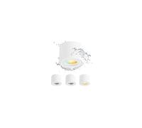 Gleonlux Spot en Saillie Blanc Dimmable IP44, Plafonnier Salle de bain 5W 3CCT 3000K/ 4000K/ 6500K Modules LED, Spot LED en Saillie Plafond 230V Imperméable, Spots de Plafond Ø80x60mm aluminium 4Pcs