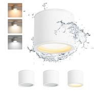 Gleonlux Spot en Saillie Blanc Dimmable IP44, Spots de Plafond 6W 3CCT Blanc Chaud 3000K/ Blanc Neutre 4000K/ Blanc Froid 6500K, Plafonnier Salle de bain 230V avec GX53 douille, Imperméable Lot de 4