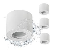 Gleonlux Spot en Saillie IP44, Plafonnier Salle de bain, Spot LED en Saillie Plafond 230V Imperméable, Ø80x65mm aluminium Rond Blanc downlight pour Modules LED, Lot de 4