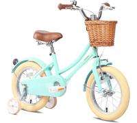 Glerc 12 Pouces, vélo rétro pour Filles de 3 4 5 Ans avec Roues d'entraînement, Panier et Sonnette, Vert Menthe