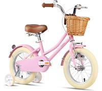 Glerc Little Molly 16 pouces vélo pour 4 - 7 ans, vélo pour enfants avec panier en osier et roues d'entraînement / pédales,rose