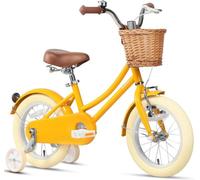 Glerc Little Molly 16 pouces vélo pour enfants,vélo pour enfants avec panier en osier et roues d'entraînement / pédales, jaune