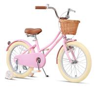 Glerc Little Molly 18 pouces vélo pour 5 - 9 ans, vélo pour enfants avec panier en osier et support, rose