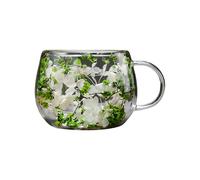 Gles Tasse à eau, 300 ml, résistante à la chaleur, motif floral séché, polyvalente, décorative pour cuisine, salon, bureau, salle à manger, salle à manger, chambre à coucher, dortoir d'étudiant
