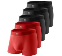 GLESTORE Calecon Homme Lot Boxer pour Homme Shorty Caleçon Modal sous Vetement Homme Microfibre 3 Noir & 2 Bordeaux XXL