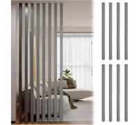 GLETSF 8 Pack Adjustable Height Room Divider Post - Gray Wood Slats Privacy Screen for Teahouse, Coffee Shop, Hotel, Study - Stylish Small Space Decor