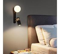 GLETSF Applique Murale LED Moderne d'intérieur, orientable à 270° + 90°, Abat-Jour en Verre Blanc, idéale pour la Lecture de Chevet, la Chambre, Le Couloir ou Le Salon. Coloris Noir,Black + Gold