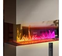 GLETSF Cheminée À Vapeur d'eau, Humidificateur Électrique À Atomisation avec Application/Télécommande, Remplissage Automatique, Panneau Ultra-Fin De 3 Mm, Flamme Réglable-7colorsremotecontrol-1500mm