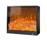 GLETSF Cheminée Décorative Encastrée Électrique, Insert Décoratif LED, 4 Niveaux De Luminosité De La Flamme, Faible Niveau Sonore, Noire-M