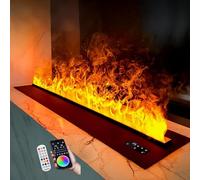 GLETSF Cheminée Électrique À Vapeur d'eau 3D avec Télécommande, Commandes Tactiles Et Application, Design Encastré, Remplissage Automatique d'eau, Humidificateur Coloré Et Fonct-80cm/31.5inch