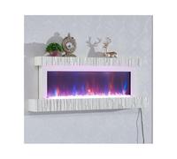 GLETSF Cheminée Électrique Décorative Murale, Commande par Bouton/Télécommande, Ultra-Mince avec Flamme en Cristal Coloré