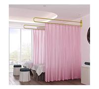GLETSF Dressing Room Curtain Rod,Fitting Room Room Divider Curtain Kit, Wall-Mounted Beauty Salon Partition Curtain - Metal Support Rod & Light-Transmitting Privacy Curtain, Par-Pink-200cm