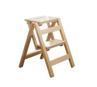 GLETSF Escabeau Pliable, Échelle Portable en Bois Massif avec Surface Antidérapante, Conception Légère pour Usage Domestique Et Professionnel-Wood-2-layer