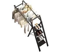 GLETSF Étendoir À Linge Pliable Et Portable, Gain De Place, Échelle en Aluminium pour Deux Usages, Pédale D'Extension, pour Vêtements Et Draps.