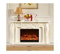 GLETSF Foyer Électrique Encastrable - Flamme Artificielle LED, Manteau De Cheminée Chaleureux pour Le Salon, Décoration Intérieure Idéale-White-with Heater