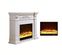 GLETSF Foyer Électrique Encastrable - Manteau De Cheminée Décoratif en Bois avec Flamme Optique LED, sans Conduit De Cheminée-White-Without Heater