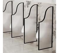GLETSF Glass Room Divider Office Partition Tempered Glass Panels Table Dividers Panels Partitions,Frosted Glass Urinal Partition Privacy Screen for Men's Restroom in Public Spac-Black-1 Stück