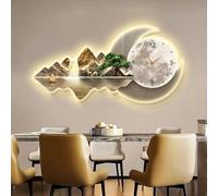 GLETSF Horloge Murale LED décorative avec éclairage, Alimentation Secteur, Sculpture Murale 3D, Tableau Suspendu créatif pour Salon ou Chambre, A-39,4 * 19,7in/100 * 50cm,A-39.4 * 19.7in/100 * 50cm