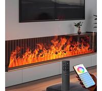 GLETSF Insert De Cheminée À Vapeur d'eau 3D avec Flamme Atomisée - Cheminée Électrique Décorative, Panneau Ultra-Fin De 3 Mm, sans Dégagement De Chaleur-1m