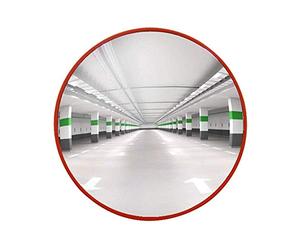 GLETSF Miroir De Sécurité Convexe - Lentille Grand Angle pour La Signalisation Routière Extérieure, Miroir Antivol pour Supermarchés Intérieurs, Matériau Pc, Anti-Collision, Ima-Red-45Cm