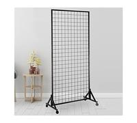 GLETSF Mobile Storage Rack Freestanding Display Rack Tool Pegboard Garage,Floor Standing Wire Grid Display Panel with Wheels, Versatile Retail and Nursery Storage Rack, Black Pa-Black-60x100CM